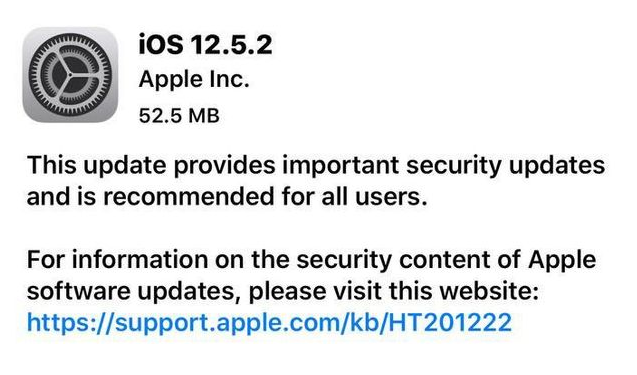 黄流镇苹果手机维修分享iOS12.5.2发布，建议所有老苹果用户安装 